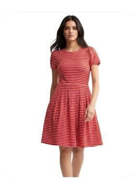 ❤️Draper James Red and White Striped Fit-and-Flare Short Sleeve Mini Dress S❤️